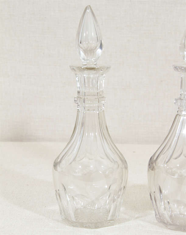 English Pair Cut Glass Decanters, England, Mid 19th Century